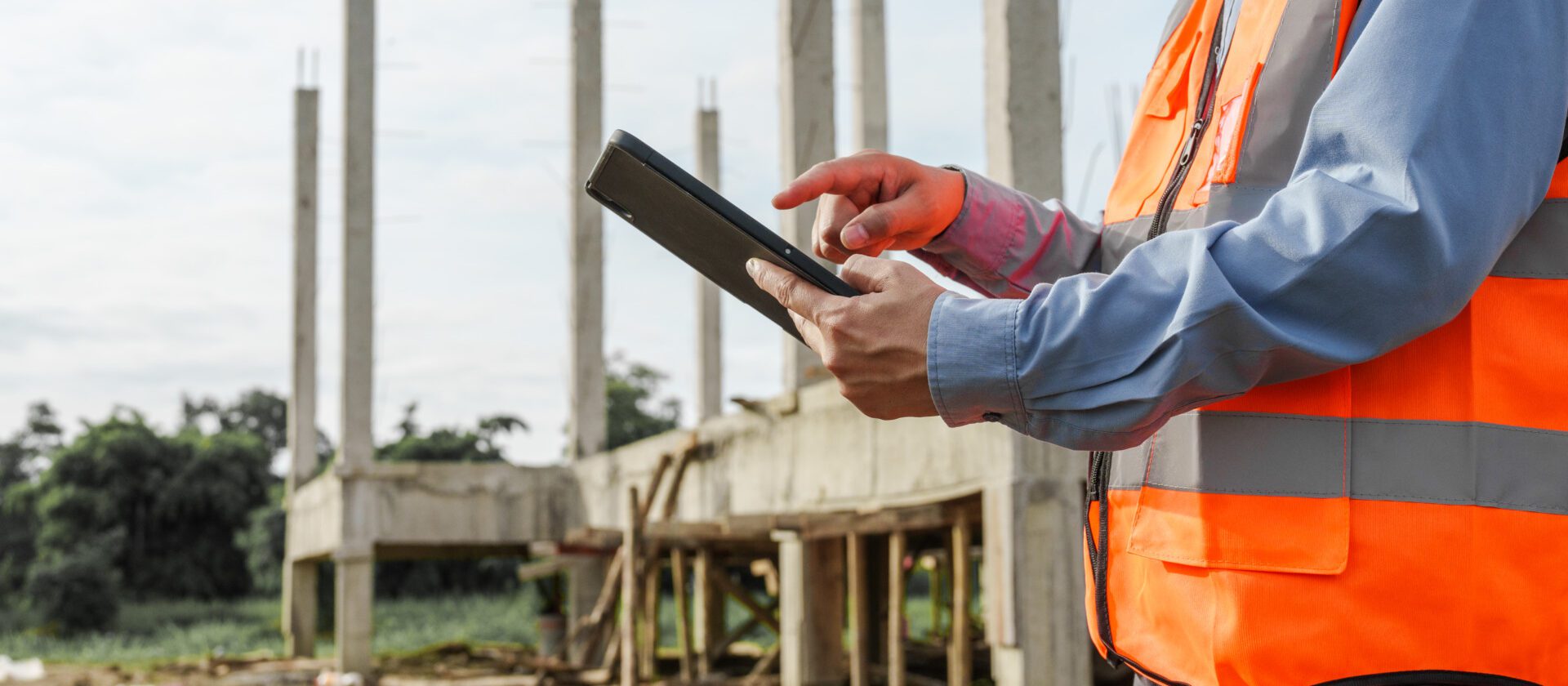 Male construction contractor engineer checks structure